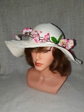 Damenhut Braut Anlasshut Hochzeit Brautjungfer Festlich weiß rosa Kirsch Blüten