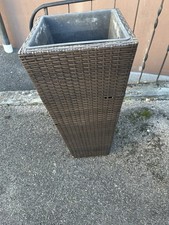 Großer Blumentopf + Einsatz Blumenkübel Rattan-Optik Ca. 80 Cm H. Mokka 2 Teilig