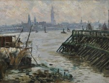 Antwerpen Mole Royer Schleuse Gemälde 1916 Hofmaler des letzten Kronprimzen