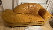 Vintage Ledersofa geschwungen Chaiselongue