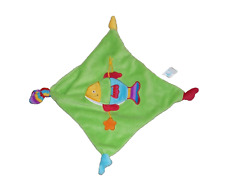 Bambia grün & rot & blau Fisch Schmusetuch Schnuffeltuch Kuscheltuch 24 x 24 cm