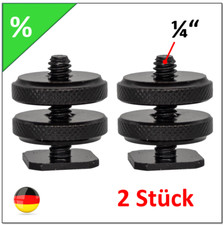 2 x Blitzschuh Adapter 1/4" mit Dual Muttern / Stativschraube / Fotoschraube