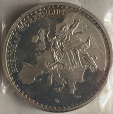 Sammlermedaille „European Currencies / Atomium Brüssel“ Rarität Europakarte M28