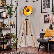 Stehleuchte skandinavisches Design, Holz, Naturfarben Boho-Style Stehlampe Rund