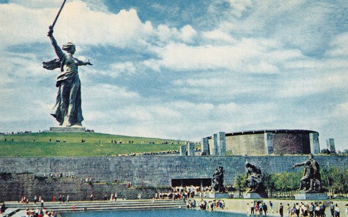 Postkarte wolgograd statue - wolgograd, /