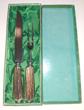 Baron, Solingen, Jagdbesteck zweiteilig, Tranchierbesteck, Hirschhorn, TOP B53