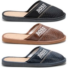 Herren Kunstleder Hausschuhe