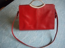 Handtasche Leder Genuine Leather Made in Italy, Farbe rot