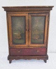 TOP bemalter antiker Holz Hängeschrank, Wandschrank mit Doppeltür und Schublade