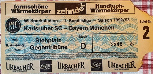 Ticket karlsruher sc - 92/93,
