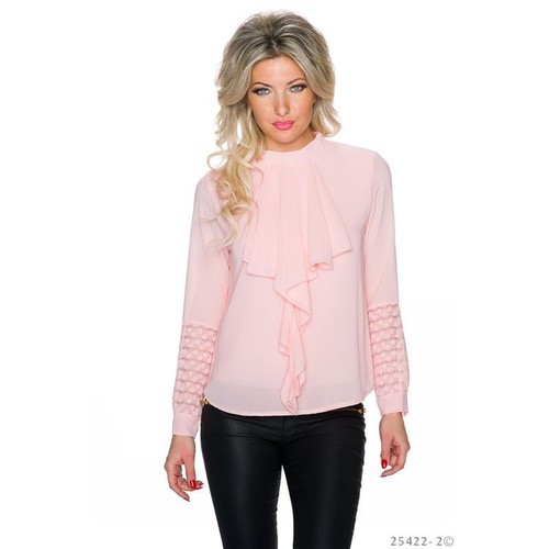 Elegante langarm chiffon bluse - elegante, chiffon-bluse