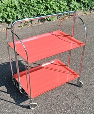Dinett Teewagen ROT Servierwagen Klapptisch 70er Bremshey GERINOL Era