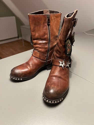 Damen lederstiefel braun mit - damen,