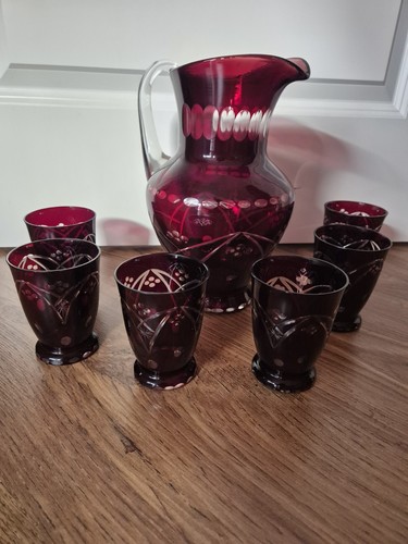 Karaffe gläser rubinrot - 6,