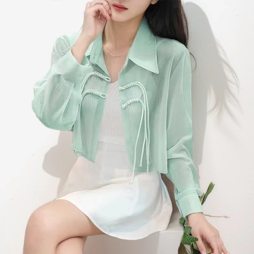 Damen chiffon hemd gekürzt - damen,