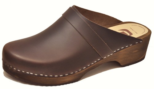 Braune schwedische lederclogs - schwedische,