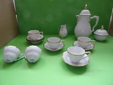 Lindner Anna Maria Mokkaservice 6 Personen Weiß mit Goldrand  15 Teile