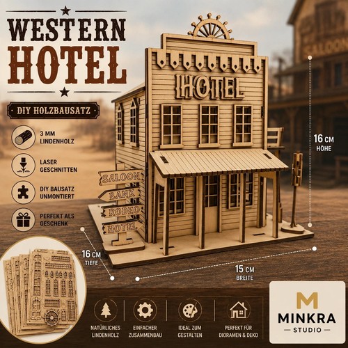 Western hotel holzbausatz - holzbausatz, 3mm