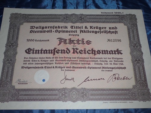 Historische aktie wollgarn - aktie,