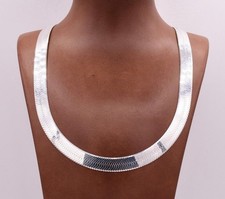 11 mm Kühne Flex Fischgrät Kette Halskette Echt Massiv Sterling Silber 925 Italien