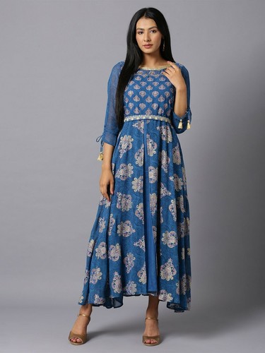 Blaues damen maxikleid - maxikleid, mit