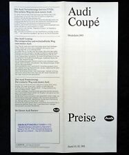 Audi Coupe, Quattro, Quattro 20V, Coupe S2, Colour Edition Preisliste 01.02.1993