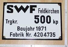 email schild alt trag kraft fabrik nr kran swf feldkirchen 1971 top vintage deko