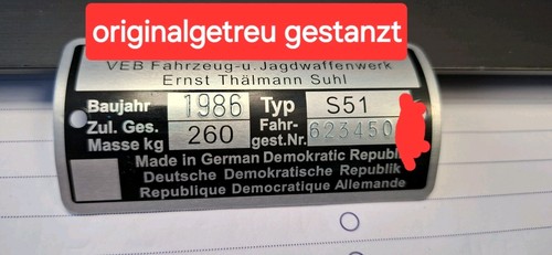 Rahmen s51 typenschild - ,