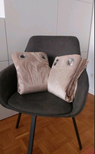 Beige samt ösenvorhänge - beige,
