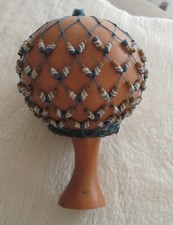 Chekere mit Perlen Netz afrikanisch Rassel Holzrassel Shekere Percussion Shaker 