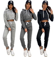 Damen Jogginganzug Freizeitanzug mit Kapuzenpullover, S M L XL