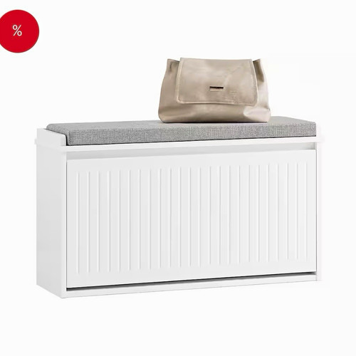 Schuhbank weiß grau - schuhbank, weiß/grau