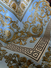 LUXUS SCHAL 70*70 SCARF KUNSTSEIDE CHARMEUSE BLOGGER TUCH ELEGANTE BLEU/GOLD TOP