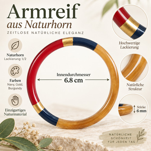 Armreif aus naturhorn - armreif, navy