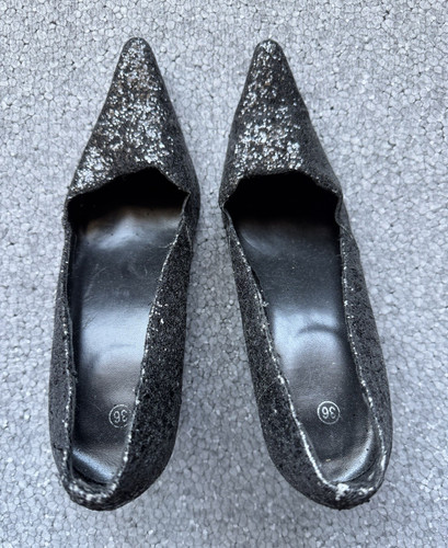 Damen pumps schwarz glitzer - schwarz,