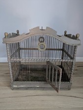 Großer antiker Vogelkäfig XL Vogelbauer Holz, , detailreich, Handarbeit, um 1900