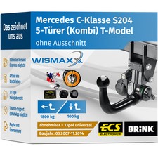 AHK für Mercedes C-Klasse S204 07-14 vertikal abnehmbar BRINK +13pol E-Satz ABE