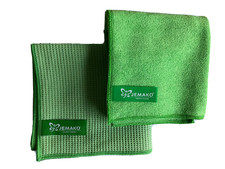 Jemako 2er Fensterset grün Trockentuch 45x60cm und Profituch 40x45cm Glas Haus