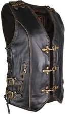 Damen Leder Weste Bikerweste