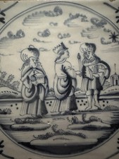 Fliese Kachel antik alt Bibel antique dutch tile tuile Delt Art Bibelfliese rar