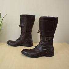 braune dmn Stiefel Gr. 39 Schnürstiefel Vero Cuoio Echtleder Boots