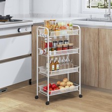 Metall Rollwagen Regal Weiß 4