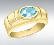 9ct Gelbgold Oval Blauer Topas