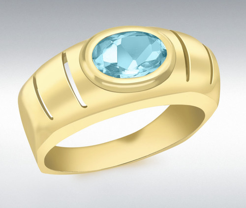 9ct gelbgold oval - gelbgold, blauer