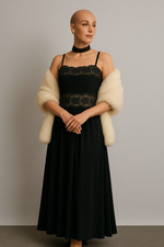 Vintage Maxikleid Schwarz Spitze Arlette Beressi Paris 70er Abendkleid 34/36