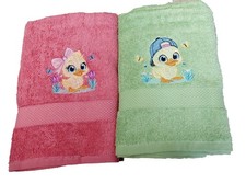 Handtuch, Duschtuch oder 2er Set  bestickt Ente  personalisiert Kinder  Handmad