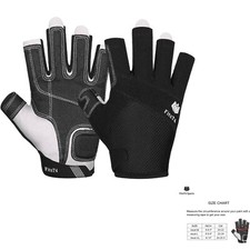 Kajak Handschuhe Wassersport 3/4-Finger gepolstert Mesh Rücken für Schutz Gri...