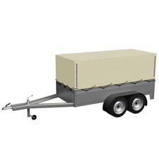 Hochwertige Anhängerplane 157x277x80 cm – Beige – NEU (Retourenware geprüft)