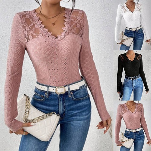 Sexy damen spitze hohl shirt - sexy,