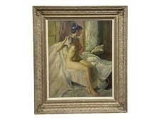 Großes Öl auf Tafel Akt Dame